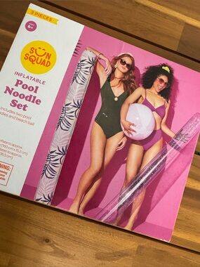 Sun Squad Inflatable Pool Noodle Set - Pink & White